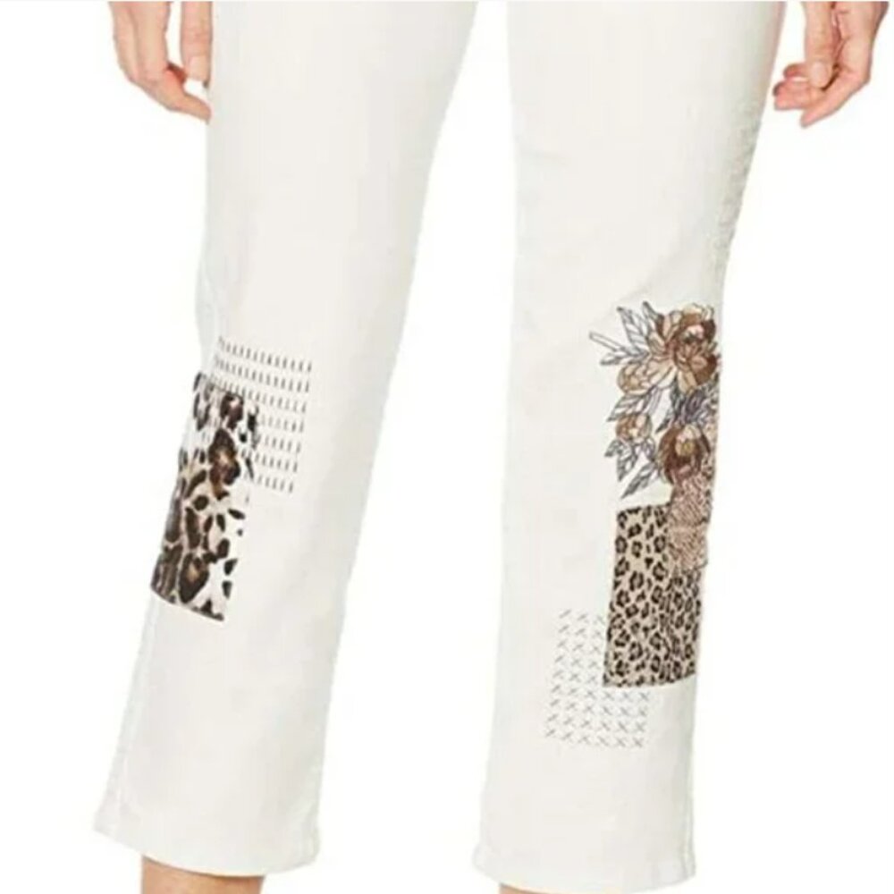 DG2 Diane‎ Gilman White Embroidered Denim Capri Cropped Jeans Size: 20W